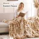 Smoofy Faux Fur Throw Blanket for Couch - Tie-dye Camel Soft Cozy Bubble Blanket, Beige Fluffy Plush Fuzzy Throw for Sofa & Bed, Thick Lightweight Warm Blanket, Luxury Aesthetic Gift for Women 60x80