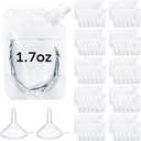 100 Pcs Plastic Pouches Bulk Disposable Clear Juice Pouches Squeeze Salsa Leakproof Beverage Bags with Funnel for Adult Travel Outdoor Sports Concert (1.7 oz)