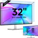 IPROKKO 2Pack 32 Inch Blue Light Screen Protector for 16:9 Computer Monitor | Anti Glare & Scratch Shield, Eye Protection UV Filter Film, Removable Blue Light Blocking Cover For PC Desktop TV Display
