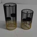 Juvale Set of 2 Black and Gold Geometric Candle Holders for Modern Table Decor (2 Sizes) - Black and Gold Candle Holder Set for Table Centerpieces