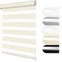 Zebra Blinds for Windows Custom Size Light Filtering Roller Shades Privacy Dual Light Control Dual Layer Easy to Install for Home, Beige, 18" W x 48" H