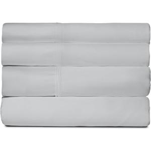 SHEEX - Active Comfort Cooling Sheets Set (Queen) Silver Cloud - Moisture Wicking - 1 Flat Cooling Sheet, 1 Fitted Cooling Sheet, 2 Cooling Pillow Covers - Wrinkle Free - Sleep Aid