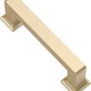 Alzassbg 10 Pack Brushed Gold Cabinet Pulls, 3 Inch(76mm) Hole Centers Cabinet Handles Square Kitchen Hardware for Cabinets AL3046BG