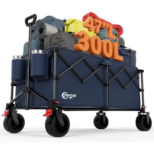 Portal Ultra Compact Folding Wagon Cart with Brakes, 300L Large Cart