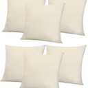 Blank Pillow Covers 16x16 Inch Sublimation Throw Pillow Cases Bulk for HTV Heat Transfer Vinyl Set of 4 Beige Linen