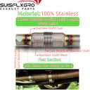 Exhaust Flex Pipe Universal Type 100% Stainless Steel For Heavy Duty and Cars (1 PC, 2X6X10 Clamps)