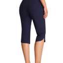 Emlovm Women's Modest Swimsuits Tankinis Capris Pants Long Swim Shorts Knee Length Beach Swimwear Tankini Bottoms with Pockets UPF50+ Summer Navy 3X-Large (XXXL)