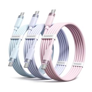 toocki USB C to USB C Cable [3Pack,6ft] 60W Fast Charging Type C Silicone Cord Compatible with iPhone 17 16 15 Pro Plus Pro Max Air, iPad Pro, Galaxy S25, Switch, MacBook Air, Pixel