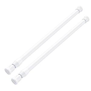 MEXAU White Tension Curtain Rod 16.5-28 inch Spring Tension Rod Curtain Rod Adjustable Spring Rod Extendable Tension Rod for Kitchen, Bathroom, Window, Closet.