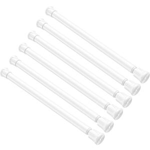 6 Pack Spring Tension Curtain Rod 8 to 12.5 Inch, DIY Mini Tension Rods No Drill for Slim Window Cupboard Closet Sidelights, White
