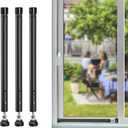 Sliding Door Security Bar, 3 Pack 18"-50" Adjustable Window Security Bars with Rubber Tips, Heavy Duty Door Jammer, Window Bars Security Inside, Window Lock Bar for Home Apartment Travel Patio (Black)