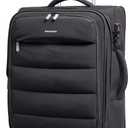 BAGSMART Carry On Luggage 22x14x9 Airline Approved, 20 Inch Soft Suitcase with Wheels, Lightweight Spinner Carry on Suitcase with PVC Wet/Dry Pockets for Short Trip, Black