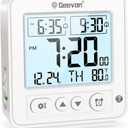 Geevon Smart Night Light Small Digital Alarm Clock with 2 Increasing Beep Alarm, Indoor Temperature, Battery Operated Travel Clock for Bedroom, Bedside, Desk(White)