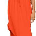 Women's Adjustable Strappy Split Summer Beach Casual Midi Dress (Medium, Orange)