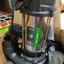 1 HP Sewage Pump Submersible, Stainless Pump Casing, E-Coated Semi-Open Cast Iron Impeller, Auto Float Switch, 115V, 2" NPT Discharge for Sump Basin, Sewage Well, Basement, Septic Tank, Trash
