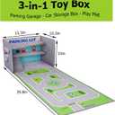 Livememory Toy Car Garage Box - Toy Car Storage Toy Car Box for with Car Rug Play Mat (Not Included Cars) (Gray - Parking Garage)