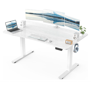 Veken 55 x 28 Inch Electric Standing Desk with Adjustable Height, Sit to Stand Computer Table for Study, Work or Gaming, Home Office Desk White