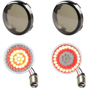 2" Bullet LED turn Signal Lamp 1157 Rear Brake Tail Running Lights with Smoke Lens Compatible with 1986-2023 Harley Sportster Road King DynaStreet Glide Fat Boy softail (Red)