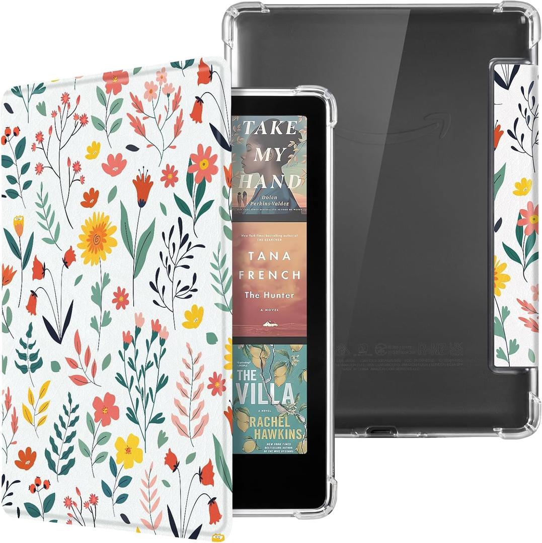 CoBak Case for 7" Ereader - New PU Leather Cover and Clear Soft Silicone Back Cover with Auto Sleep Wake Feature