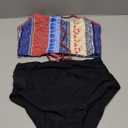 ZAFUL Women's High Waisted Bikini Set Crisscross Tankini Swimsuit Tummy Control Ruched Bathing Suit (Medium, Tp-1-multi-a)