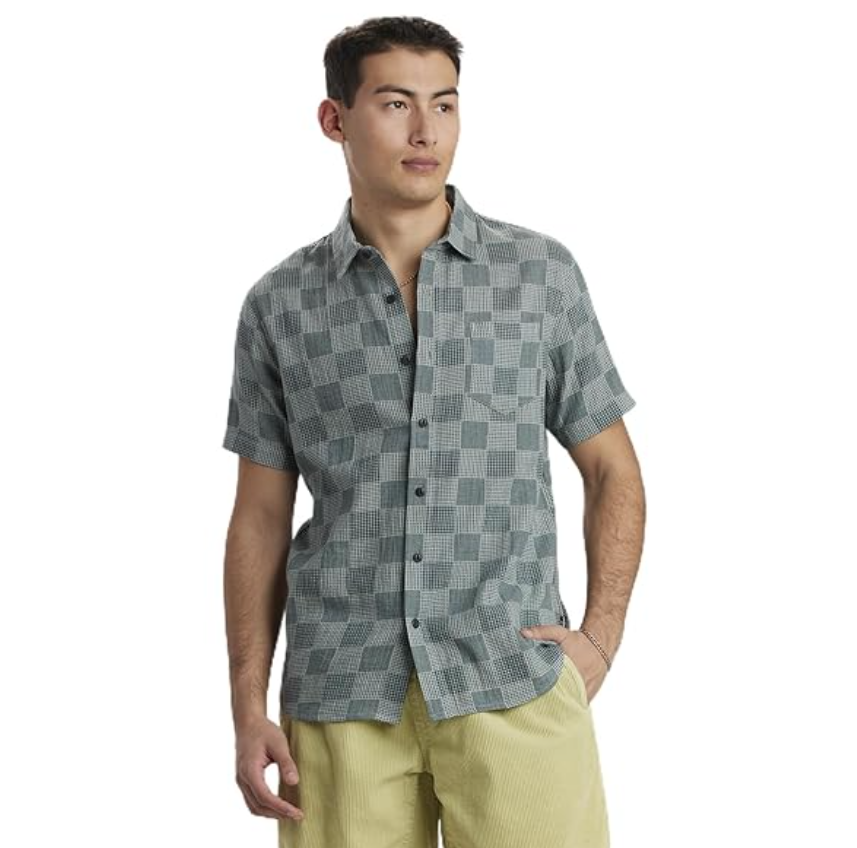 UNIONBAY MEN’S BRADLEY SHORT SLEEVE GAUZE BUTTON DOWN SHIRT, SNOW PINE, Size XL
