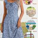HUHOT Summer Sun Dresses for Women 2025 Adjustable Square Neck Sleeveless Midi Floral Graduation Beach Casaul Sundresses,. S