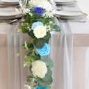 N&T NIETING Blue Roses Artificial Flowers, 50pcs Fake Flowers Rose Perfect for DIY Wedding Bridesmaid Bridal Bouquets Centerpieces Home Flower Arrangement Decoration, Series Blue