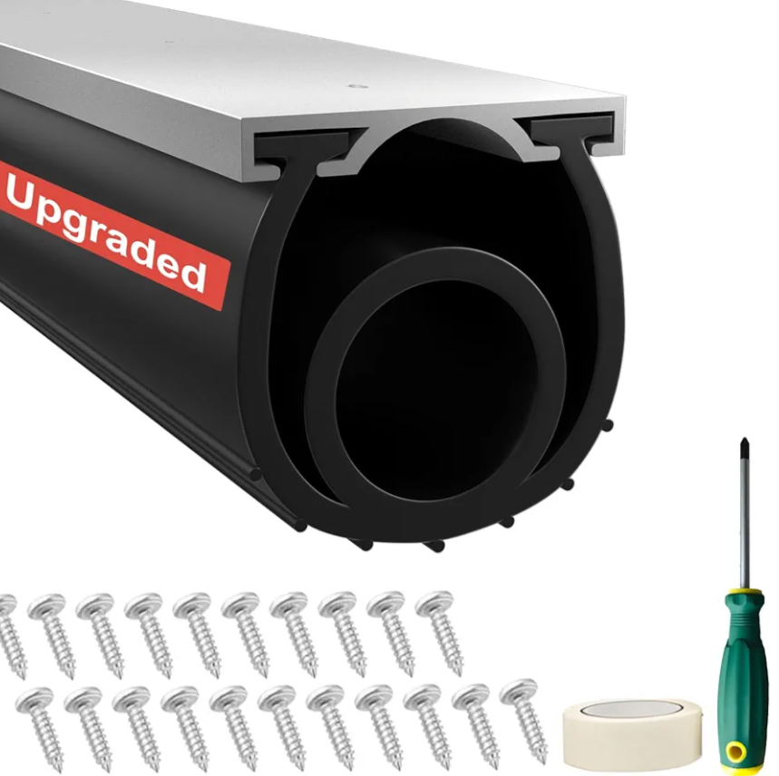 Garage Door Seals Bottom Rubber - Jobon 10 Ft Heavy-Duty Garage Door Weather Stripping Bottom Seal with Pre-drilled Aluminum Track Retainer Kit, Easy Installation for Home & Commercial