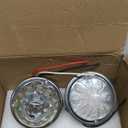 Partsam 2Pcs Glass Watermelon Lights [Patented] Clear Lens Amber LED Side Marker Turn Signal Lights with Bezel Replacement for Kenworth Peterbilt Freightliner Trucks