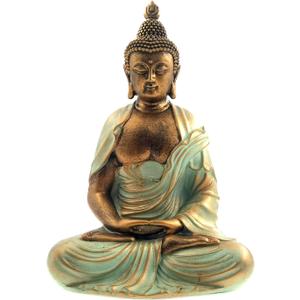 7.5" Gold Buddha Statue for Home Decor - Serene Meditation Decor, Zen-Inspired Buddha Sculpture with Blessing Services Included