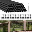 BLIKA 50 Pack 32" Aluminum Deck Balusters with Connectors/Screws, 3/4" OD Hollow Round Aluminum Balusters for Deck Railing, Black Metal Deck Balusters Staircase Spindles