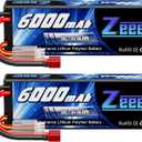 Zeee 2S Lipo Battery 6000mAh 80C 7.4V Hard Case RC Battery with T Connector for 1/8 Scale RC Car RC Airplane RC Helicopter RC Boat (2 Pack)