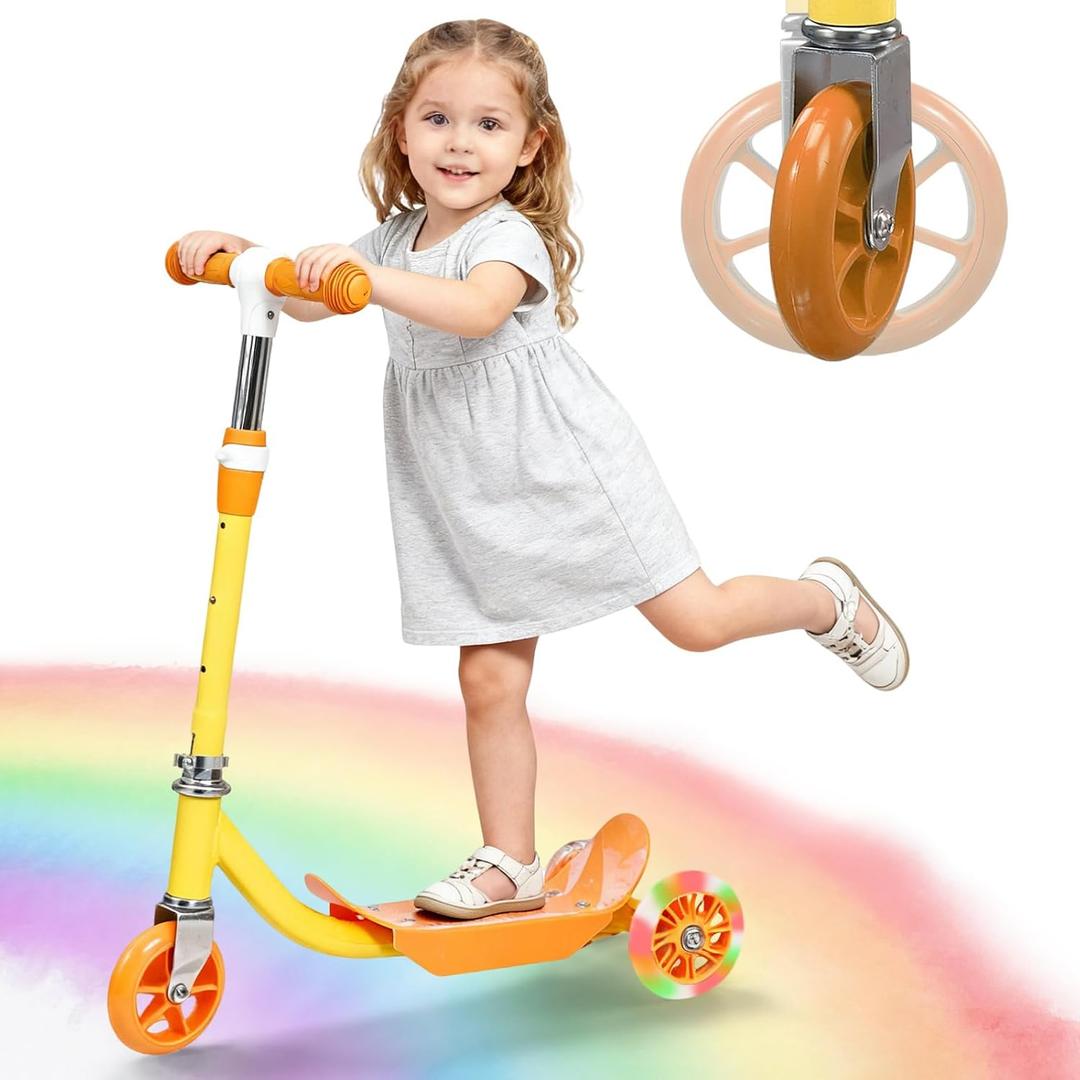 Kick Scooters for Kids 3-5 5-7 Years Age - Handlebars Flexible Steer,Height Adjustable,Stable Light Up Three Wheeled Toddler Scooter for Boy & Girl,Indoor Outdoor Kid Child Toy Gift