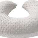 Nursing Pillow and Positioner Breastfeeding and Bottle Feeding, Propping Baby, Tummy Time, Sitting Support for Baby Boy Baby Girl, with Removable Dots Cover (Sand, 22 X 17.7 X 5.9 Inch)