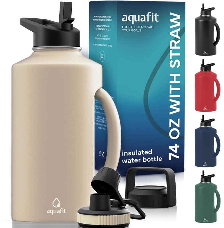 AQUAFIT 64 Ounce Water Bottle Insulated (Cold for 48 Hrs) BPA Free & Leak Pro