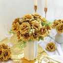 LELEE Rose Head Flowers with Stem - 108pcs Gold Rose Artificial Flowers Bulk - 3.1'' Silk Roses Fake Flower for Wedding Bouquet Party Home Decor DIY Baby Shower Centerpieces Tables Decoration