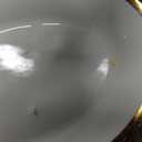 14 oz Gravy Boat with Tray, White Ceramic Sauce Boat with Gold Trim Ergonomic Handle and Dripless Lip Spout for Creamer, Broth, Black Pepper, Salad Dressings