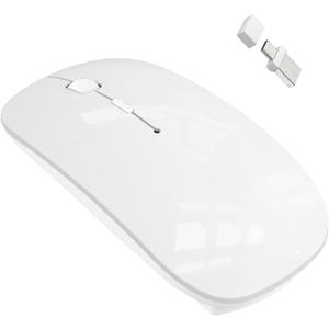 Bluetooth Wireless Mouse for MacBook Air Mac Pro Laptop Computer iPad Pad PC Laser Optical Rechargeable Mini Slim Silent Mouse Widely Used Desktop Hp iMac (White)