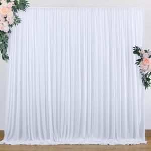 10 ft x 7 ft Wrinkle Free White Backdrop Curtain for Wedding Parties, Polyester Photography Backdrop Drapes for Birthday Parties Stage Backdrop Stand, White Background Curtains, 5x7FT 2 Panels