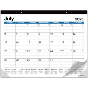 CRANBURY Large 22x17 Desk Calendar 2025-2026, Use July 2025 - Dec 2026 as Big Deskpad Blotter or 17 x 22 Monthly Hanging Wall Calendar Planner for Home or Office, Includes Stickers Top slightly Ripped