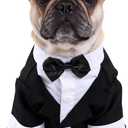 Black, White, Blue Dog Shirts for Wedding, Puppy Tuxedo, Dog Formal Wear, Doggie Tux, Suit and Tie Costume Black, Medium