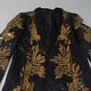 Men's Suit 2 Pieces Blazer and Pants Black with Gold Applique Fit for Wedding Prom (Small)