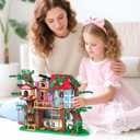Forest Tree House Building Blocks Compatible with Lego Friends, 462 PCS 3-Level Playhouse with Swinging Bridge, Telescope, & Birdhouse, Birthday Gift for Kids Girls Boys Age 6-12 Years chaobao7701