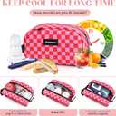 Cerbonny Small Cooler Bag Freezable Lunch Bag for Work School Travel, Leak-proof, Insulated, Waterproof, Portable, Pink Checkerboard