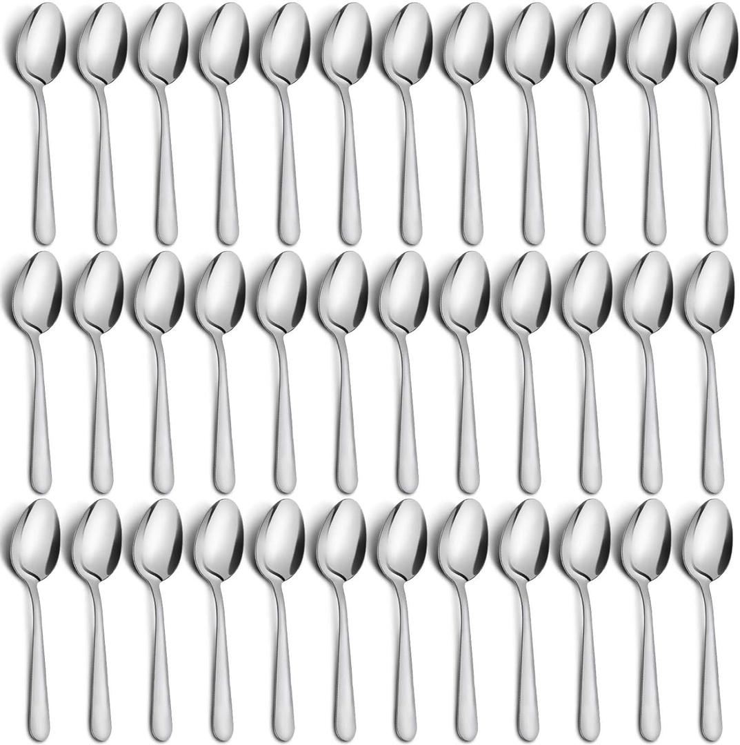36-Piece Dinner Spoons Set, Funnydin 6.7" Stainless Steel Spoons Silverware, Durable Dessert Spoons, Table Spoon Use for Home, Kitchen and Restaurant - Mirror Polished, Dishwasher Safe