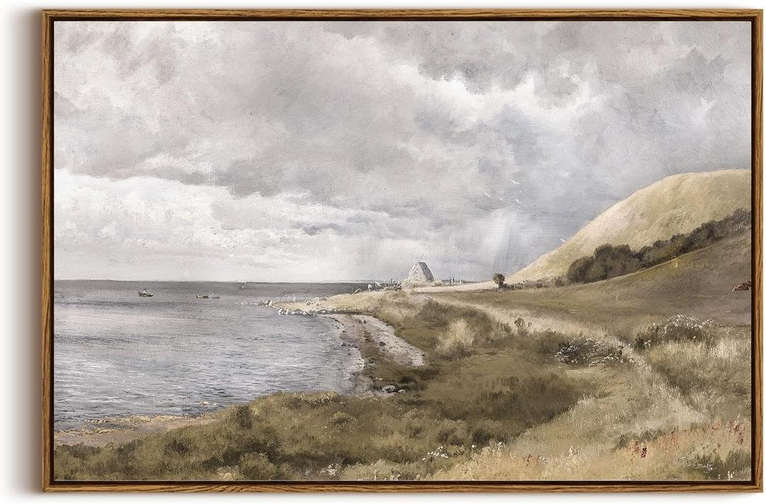 InSimSea Framed Canvas Wall Art, Large Coastal Painting, Vintage Decor for Living Room & Bedroom, 20"x30"