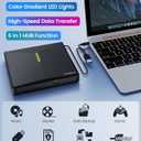 External CD DVD Drive with 4 USB Ports and 2 TF/SD Card Slots, USB 3.0 Portable CD/DVD Disk Drive Player Burner Reader Writer for Laptop Mac PC Windows 11/10/8/7 Linux OS with Carrying Case