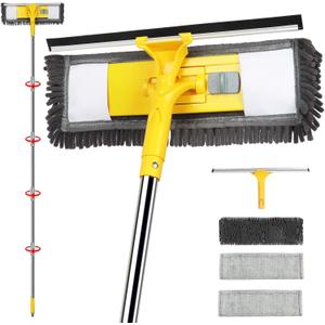 Dymoll 81" Long Handle Window Cleaner Tool Squeegee with Extension Pole, 2 in 1 Large Surface Window Cleaning Kit, Professional Window Washing Kit for High Windows Glass Car Mirror Solar Panel