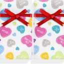 Quera 2 Pack Valentine's Day Conversation Heart Hand Towels 100% Cotton Bathroom Decorative Towels Set for Drying, Cleaning, Cooking, Holiday 13.7'' x 29.5''