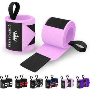 TECEUM Weightlifting 18" & 12" Wrist Wraps with Thumb Loop  Heavy Duty Wrist Workout Braces for Men and Women  Ideal for Powerlifting, Strength Training, Bodybuilding (Pink)